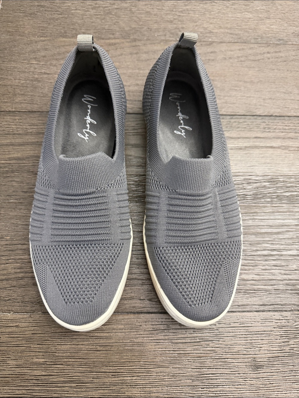 Wonderly Gray Slip-On Knit Sneakers